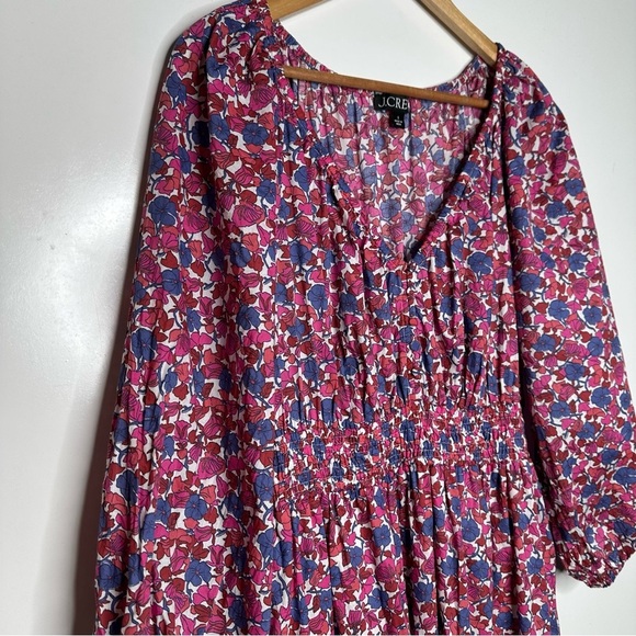 J. Crew V-Neck Midi Dress in Berry Floral Size Small - Picture 7 of 11